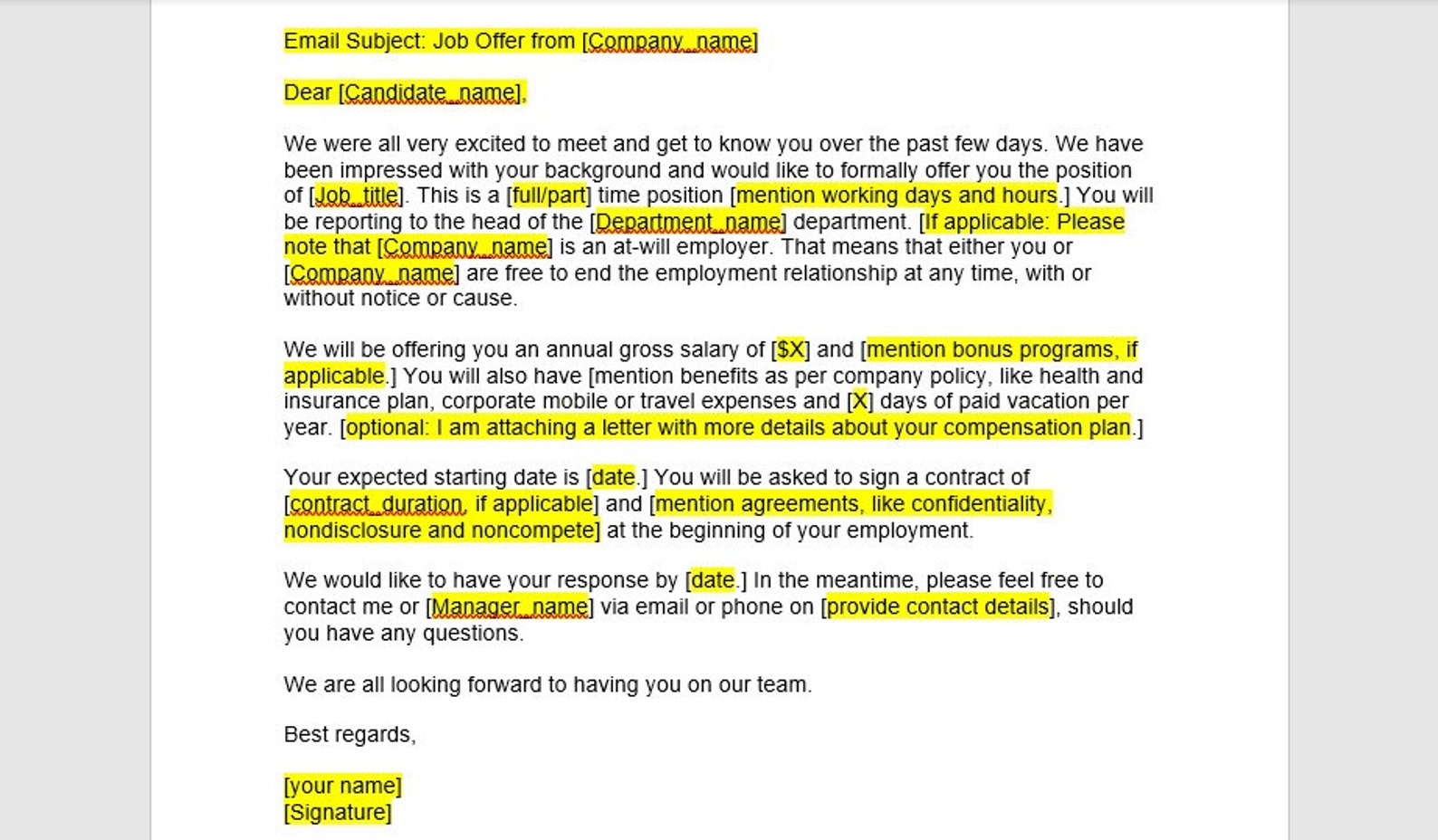 Employment Offer Email Template, Employment Offer Email, Employment ...