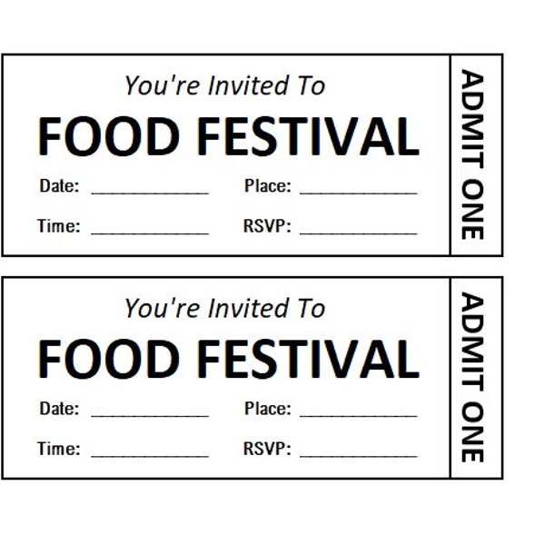 Editable Food Festival Event Ticket, Comedy Ticket Printables, Editable Comedy Ticket Template Printable, DIY Event Ticket, Ticket Template