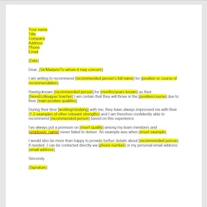 Plantilla de carta de referencia, Carta de referencia del empleado, Plantilla de referencia, Plantilla de carta de referencia, Plantilla de Word, Carta simple