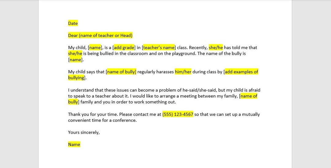Formal Complaint Regarding Bullying Letter Template Formal Complaint formal-complaint-regarding-bullying-letter-template-formal-complaint