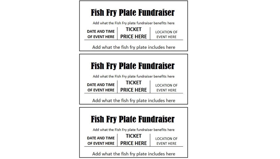 Fundraiser Ticket, Fish Fry Fundraiser Ticket, Fish Fry Fundraiser