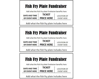 Fundraiser Ticket, Fish Fry Fundraiser Ticket, Fish Fry Fundraiser Ticket Printables, Fish Fry Fundraiser Template Printable, Tickets