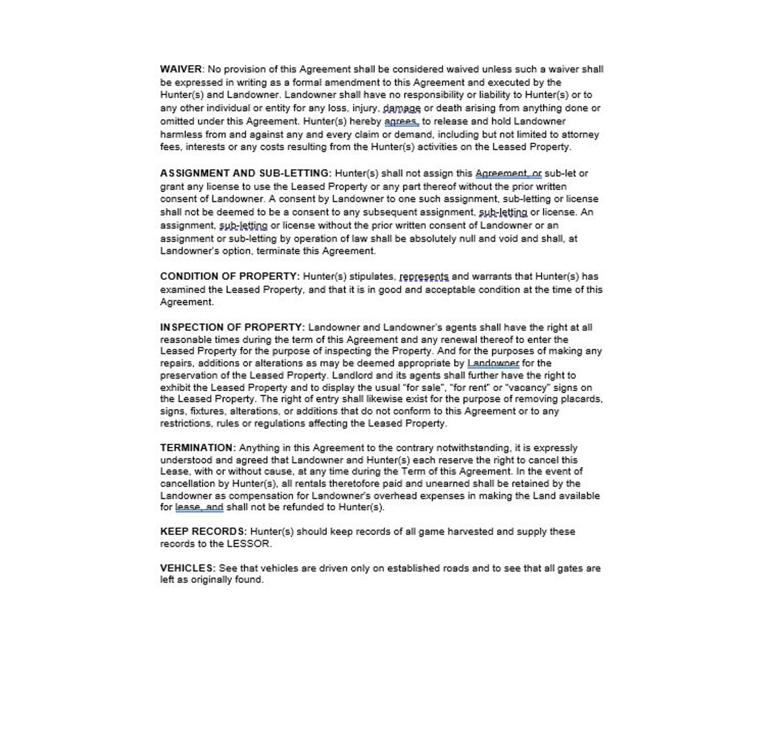 Hunting Lease Agreement, Hunting Lease Agreement Template, Hunting