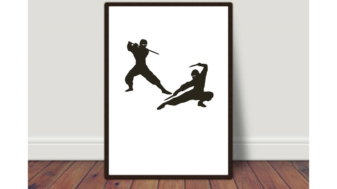 Silhouette Ninja, Ninja Printable, Digital Wall Art, Ninja Wall Art