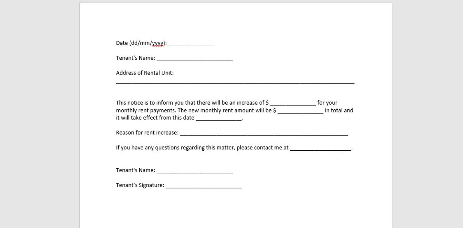 Landlord Rent Increase Letter Template Rent Increase Letter Rent landlord-rent-increase-letter-for-month-to-month-tennants-rent