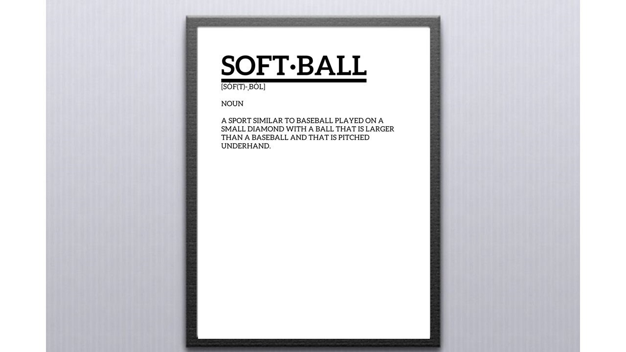 Softball Definition, Softball Print, Softball Decor, Definition Print
