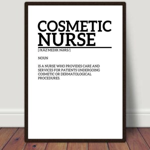 Cosmetic Nurse Definition Print, Nursing Student Gift, Nurse Graduation Gift, Office Decor, Dictionary Print, College Minimalism