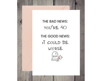 Funny 40th Birthday Card, 40th Birthday Gift, Birthday gift for her, Birthday gift for him, 40th Birthday gift, 40th Birthday Party Gift