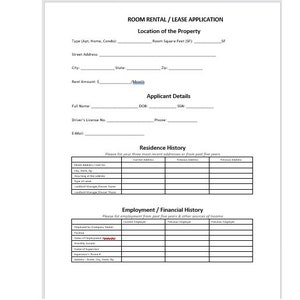 Plantilla de solicitud de alquiler de habitaciones, Solicitud de alquiler, Plantilla de alquiler, Plantilla de Word, Plantilla simple, Plantilla de alquiler de Word