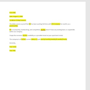 Plantilla de carta de verificación de empleo del propietario, Carta de verificación de empleo, Plantilla de verificación de empleo, Plantilla de Word