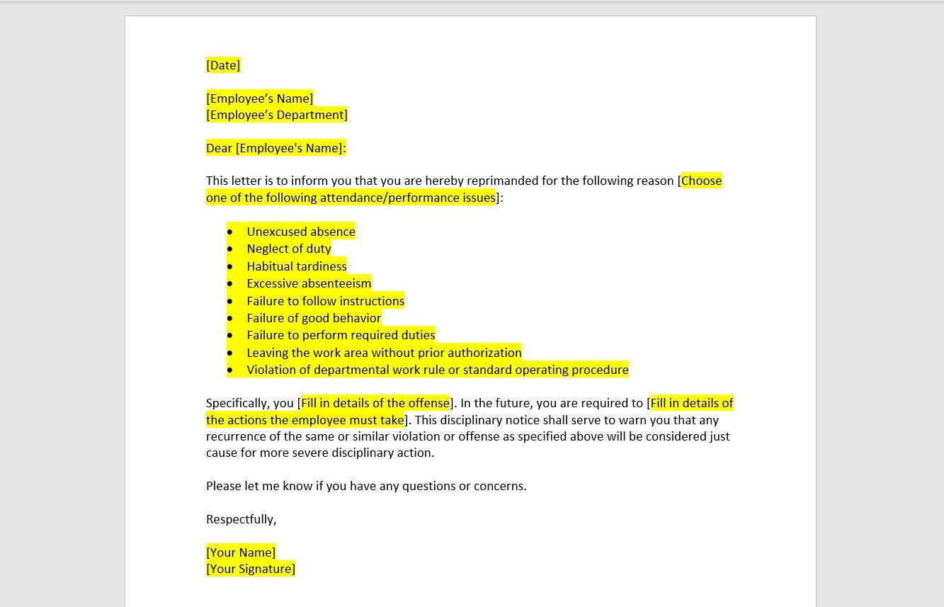 Employee Reprimand Letter Template Employee Reprimand Letter Etsy employee-reprimand-letter-template-employee-reprimand-letter-etsy