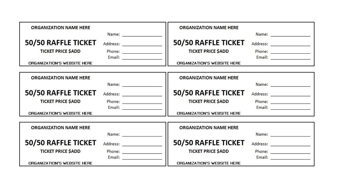 Editable 50/50 Raffle Ticket, 50/50 Raffle, Enter to Win Printable Editable 50/50 Raffle Ticket, 50/50 Raffle, Enter to Win Printable