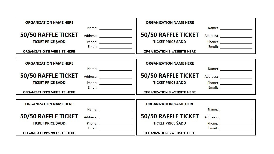 Editable 50/50 Raffle Ticket, 50/50 Raffle, Enter to Win Printable Ticket, 50/50 Printable Raffle Ticket, DIY 50/50 Ticket Template - Etsy