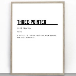 Three Pointer, Basketball, Basketball Decor, Definition Print, Sports Wall Art, Basketball Fan Gift, Youth Room Decor, Game Room Decor
