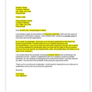 Sammlungsspezialisten Anschreiben, Anschreibenvorlage, bearbeitbares Anschreiben, Anschreibenvorlage, Word-Vorlage, einfacher Brief