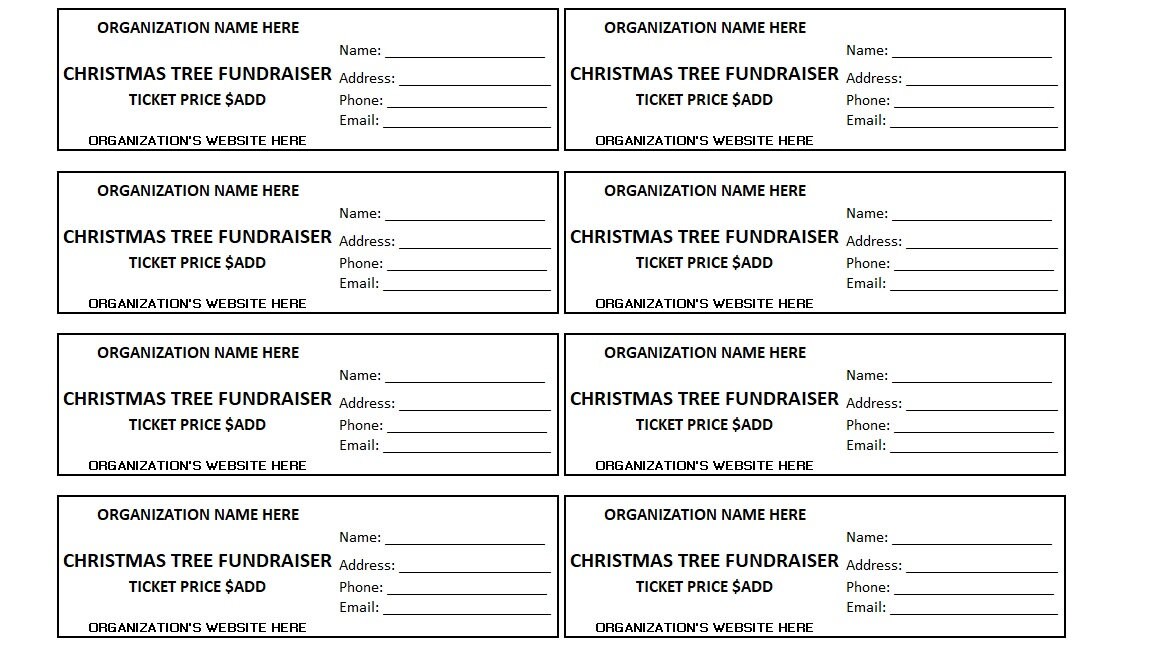 Editable Christmas Tree Fundraiser Raffle Ticket, Christmas Tree Raffle ...