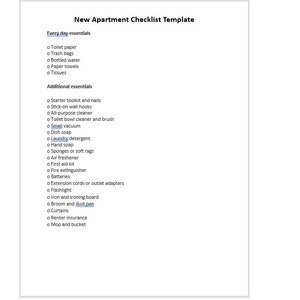 First / New Apartment Checklist - 40 Essential Templates ᐅ TemplateLab