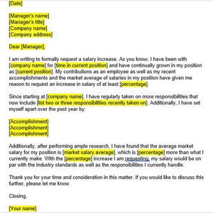 Plantilla de carta de aumento de salario, Carta de aumento de salario, Plantilla de aumento de salario, Plantilla de aumento de salario, Plantilla de Word, Carta simple