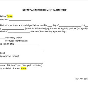 Notary Dating Examples Simple Notary Acknowledgement - Etsy