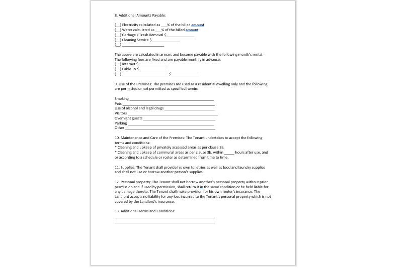 Basement Rental Agreement Template, Basement Rental Agreement Letter