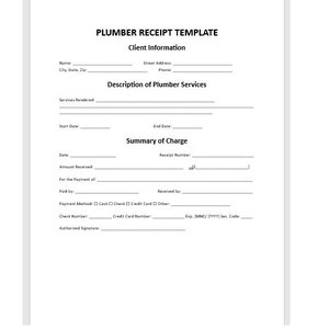 Editable Plumber Receipt Template, Receipt, Receipt Template, Word Template, Simple Template, Word Template, Word Receipt, Simple Receipt