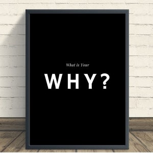 What is Your Why Quote, Daily Reminder, Motivational Wall Art, Life Motto, Inspirational Quote, 5"x7", 8"x10", 11"x14", 16"x20", and 18"x24"