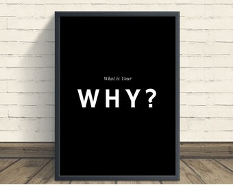 What is Your Why Quote, Daily Reminder, Motivational Wall Art, Life Motto, Inspirational Quote, 5"x7", 8"x10", 11"x14", 16"x20", and 18"x24"
