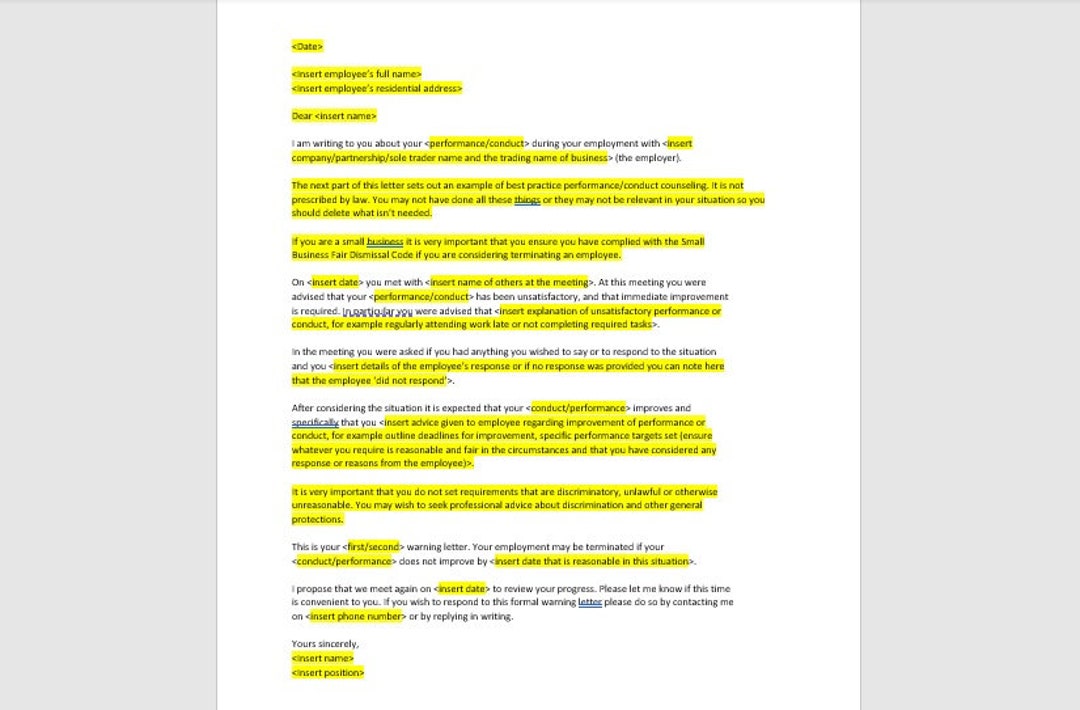 Warning Letter For Employee Employee Warning Letter Template Employee 