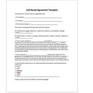 Plantilla de contrato de alquiler de loft editable, carta de contrato de alquiler de loft, plantilla de acuerdo de alquiler de loft, contrato de alquiler simple, plantilla de Word