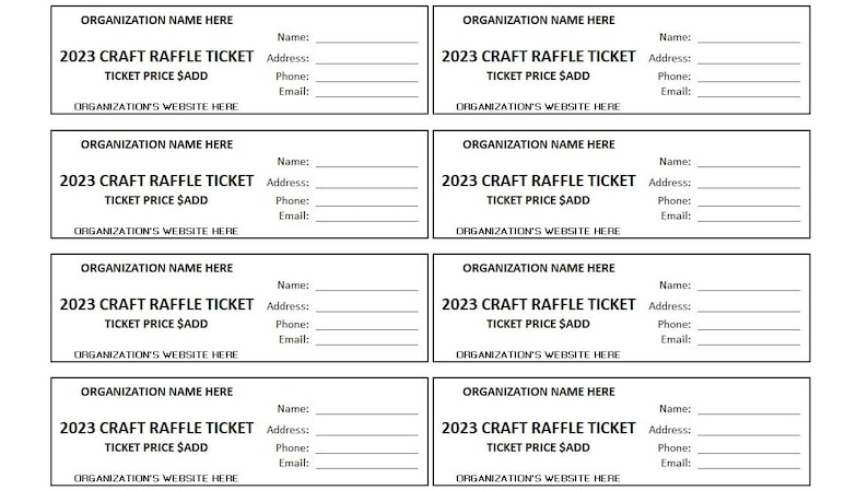 Black Rectangle Raffle Editable Craft Raffle Ticket, Craft Raffle, Enter to Win Printable ...