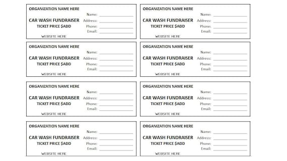 Car Wash Printable Funraiser Ticket, Editable Car Wash Fundraiser Ticket, Car Wash Printable Raffle Ticket Template, Car Wash Fundraiser