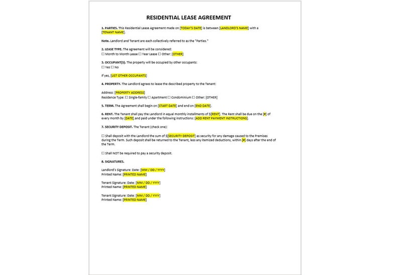 Secondary Address Rent Example Set of 10 Landlord Template Bundle, Landlord Lease Forms Bundle ...
