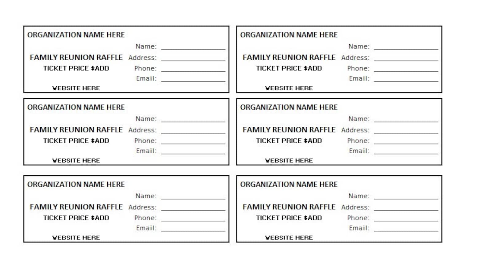 Editable Family Reunion Printable Raffle Ticket, Enter to Win Printable ...
