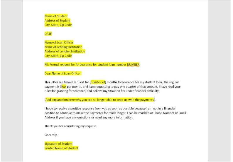 Student Loan Forbearance Letter Template, Student Loan Forbearance ...