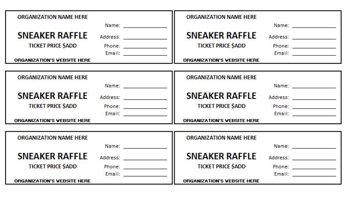 Editable Sneaker Raffle Ticket, Shoe Raffle, Enter to Win Printable ...