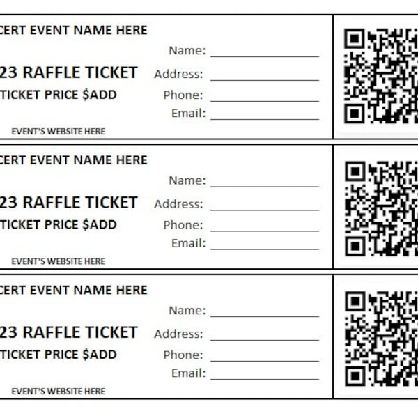 Ticket Template With Qr Code - Etsy