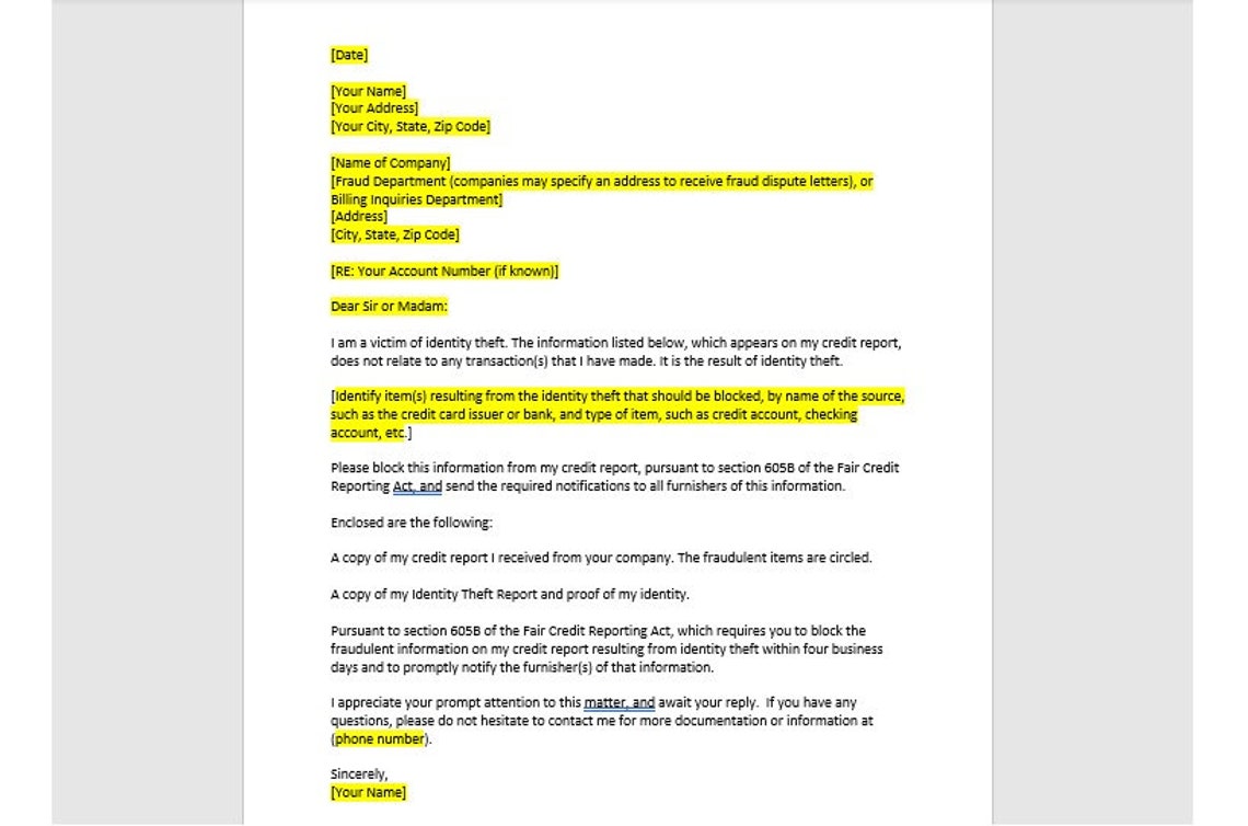 Identity Theft Letter Template Identity Theft Letter Identity Theft Identity Theft Letter Template Identity Theft Letter Identity Theft