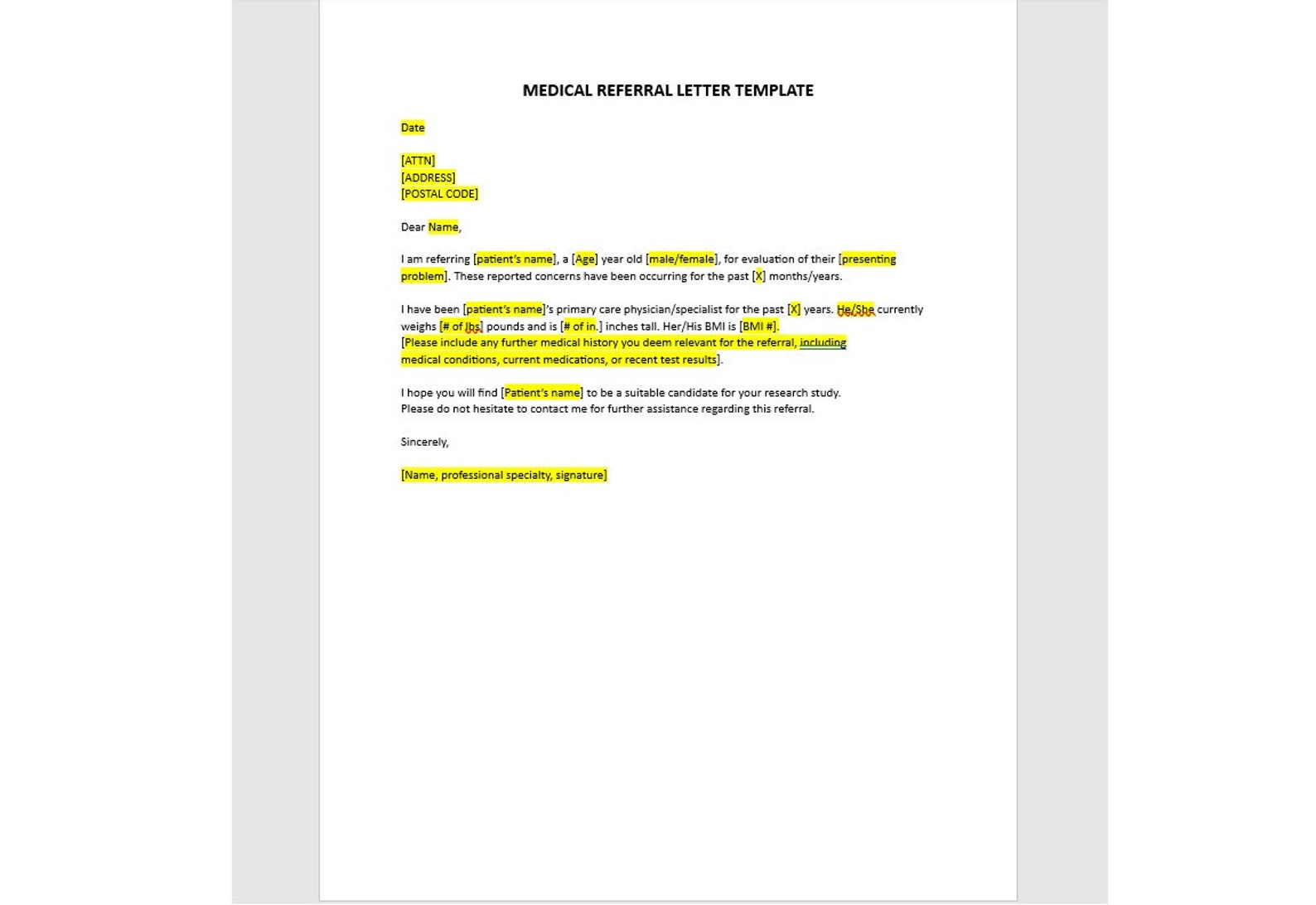 Editable Medical Referral Letter Template Referral Letter Template kostenloses-medical-referral-letter