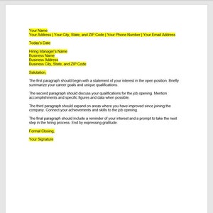 Carta de presentación de currículum vitae de posición interna, plantilla de carta de currículum, carta de presentación editable, plantilla de carta de presentación, plantilla de Word, carta simple