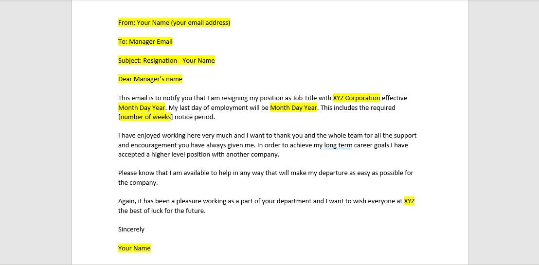 Resignation Email Template Resignation Email Resignation Template Resignation Email Template Resignation Email Resignation Template