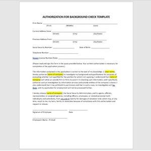 Autorización editable para verificación de antecedentes, plantilla de autorización para verificación de antecedentes, verificación de antecedentes, plantilla de formulario de autorización