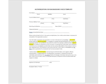Editable Authorization To Background Check, Authorization To Background Check Template, Background Check, Authorization Form Template