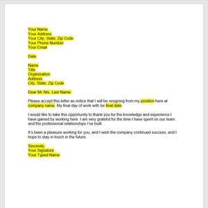 Ontslagbrief sjabloon, ontslagbrief, ontslagsjabloon, ontslagbriefsjabloon, ontslagbriefsjabloon, woordsjabloon, eenvoudige brief