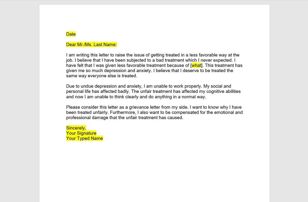 Grievance Letter Template Unfair Treatment Letter Grievance Etsy Finland grievance-letter-template-unfair-treatment-letter-grievance-etsy-finland