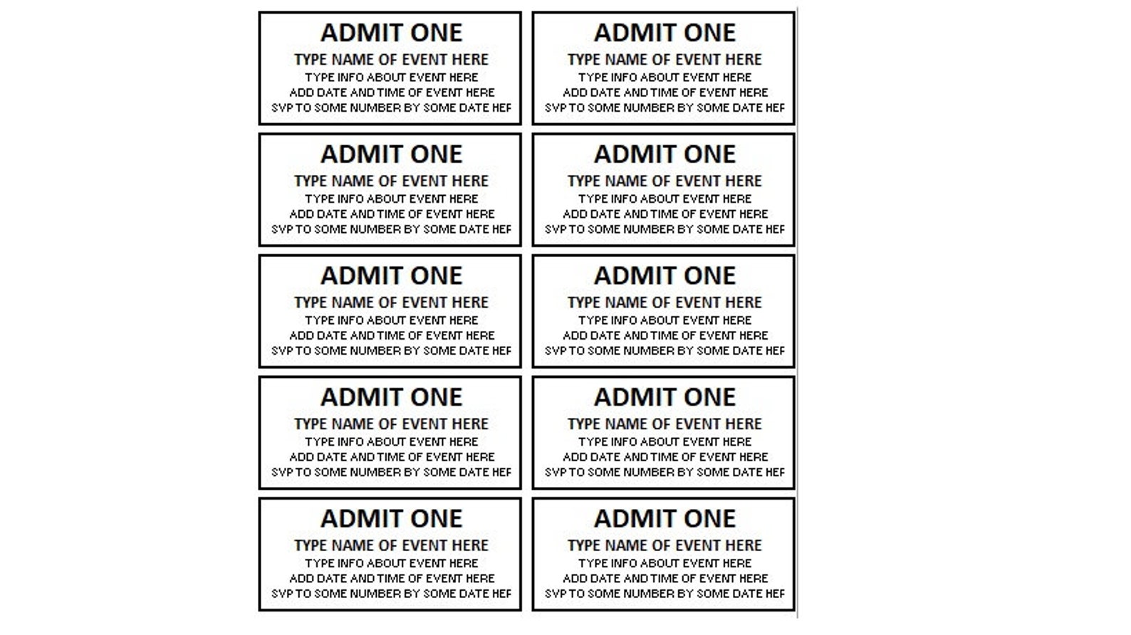 Printable Admission Ticket, Admission Ticket Template, Admit Ticket ...