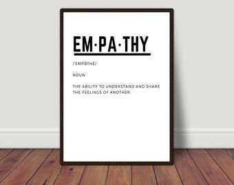 Empathy Definition, Social Justice Print, Equality Print, Diversity Printable, Home Decor, Work Decor, Human Rights, Inclusion Print