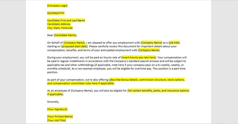Part-time Job Offer, Part-time Job Offer Letter, Part-time Job Offer ...