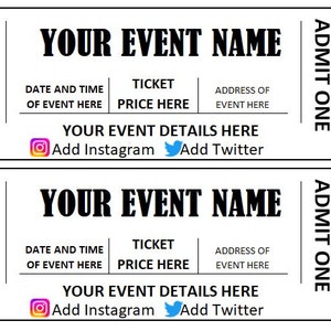 Bearbeitbares Event Ticket, Event Ticket Printables, Editierbare Event Ticket Template Printable, DIY Event Ticket, Ticket Template