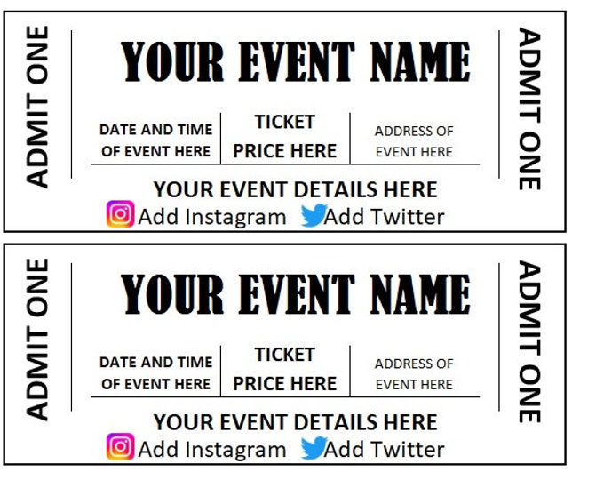 Editable Event Ticket, Event Ticket Printables, Editable Event Ticket ...