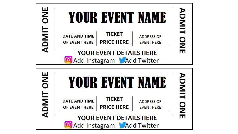 Editable Event Ticket, Event Ticket Printables, Editable Event Ticket ...